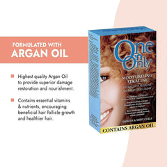 One 'n Only perm lotion application shows controlled curl definition and easy manageability.