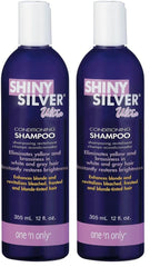 One 'N Only Shiny Silver Purple Shampoo bottle showing argan oil toning for cool blonde tones