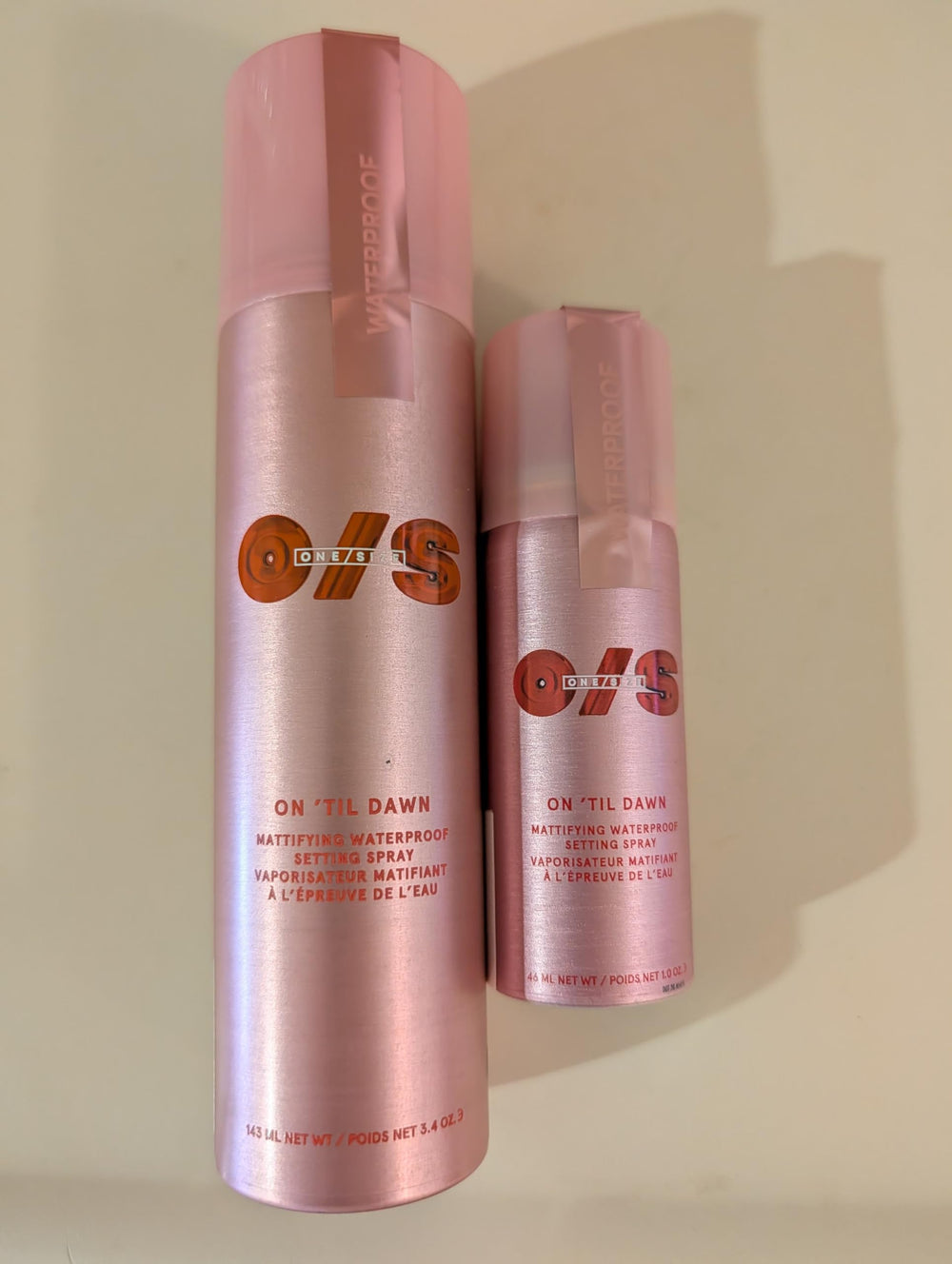 On ’Til Dawn Big & Bitty duo packaging displayed on vanity.