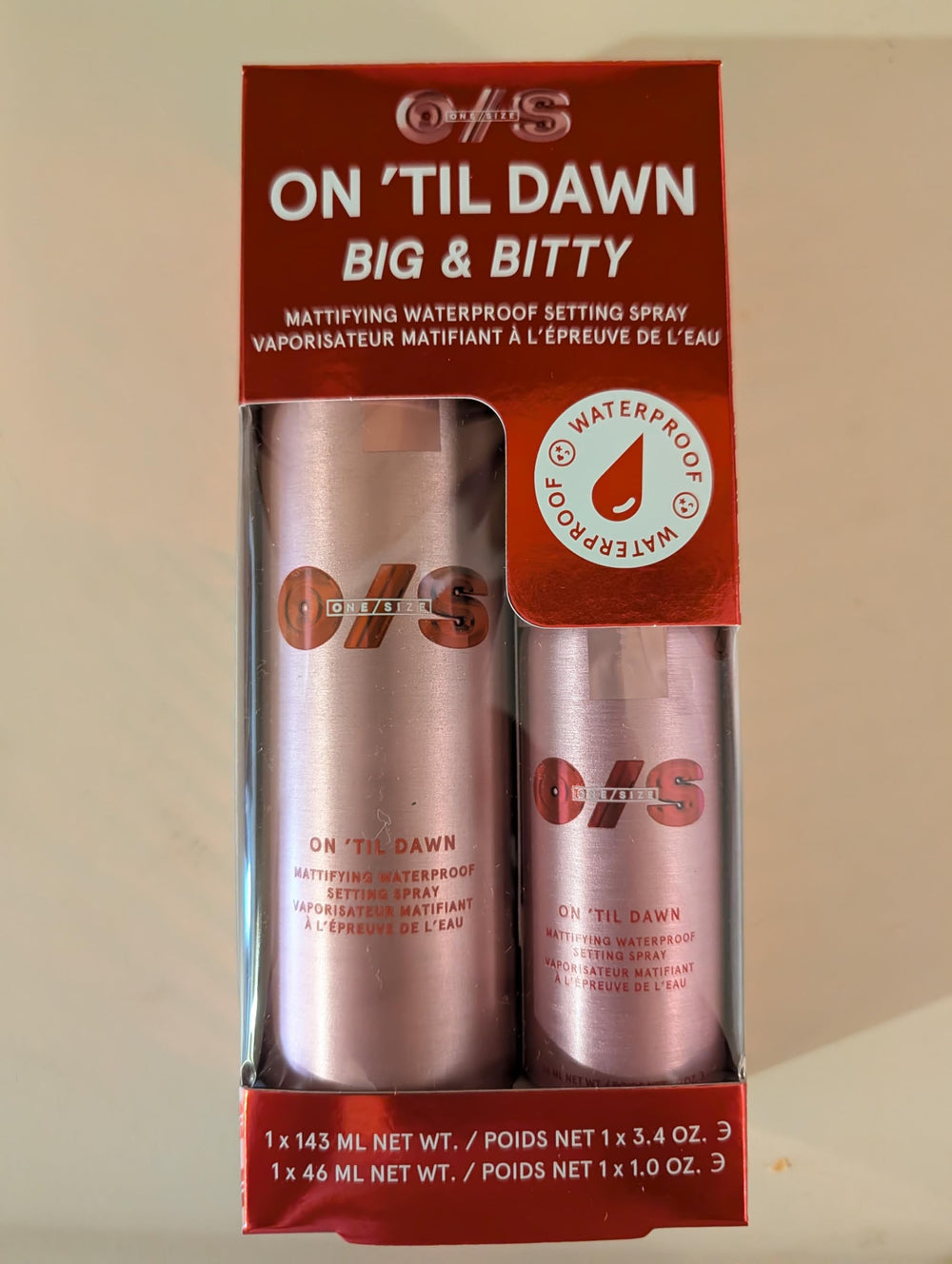 On ’Til Dawn Big & Bitty matte-finish mist delivers lightweight setting.