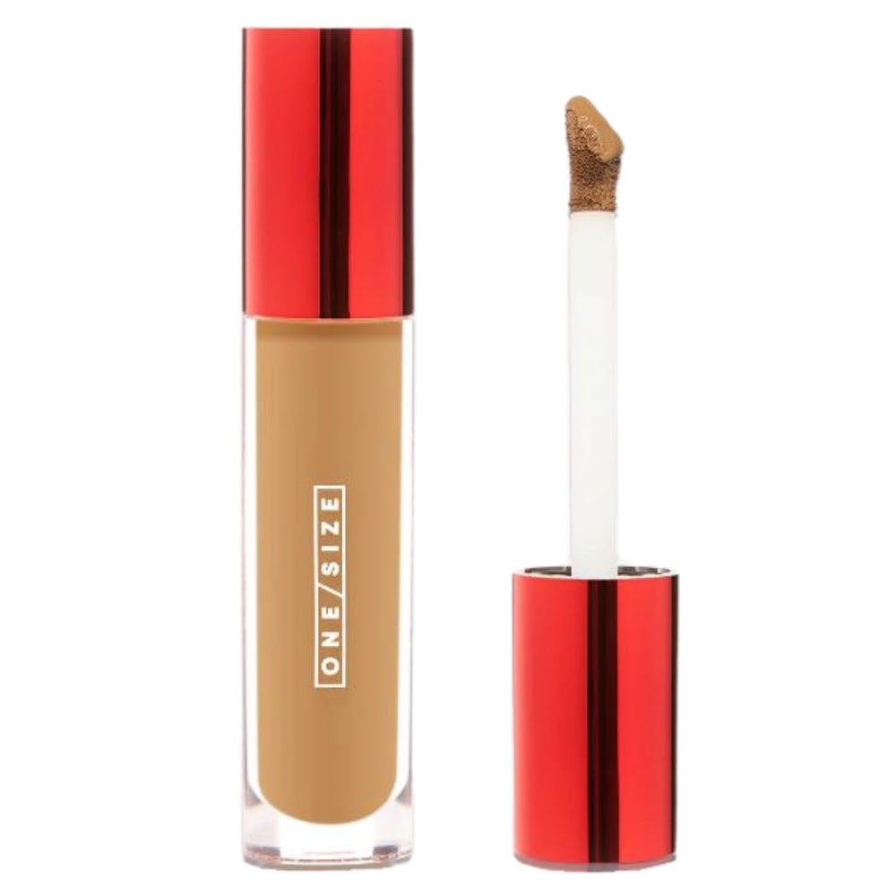 One/Size Butter Silk Concealer bottle in Medium Dark 4 with Golden Olive undertones for natural coverage.