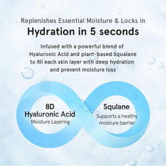 ONE THING Hyaluronic Squalane Serum applied after toner enhances absorption on damp skin.