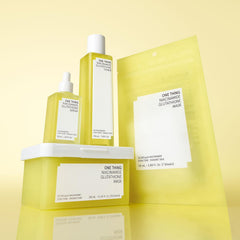 Ingredient label highlights Niacinamide and Glutathione in One Thing serum