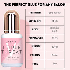 One V Salon Strong Triple Threat black glue applied for clean lash base and defined lines.
