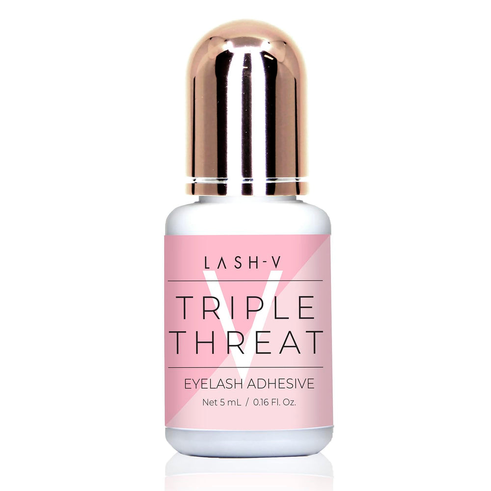 One V Salon Strong Triple Threat glue bottle cap close-up for precise bonding in pro lash work.