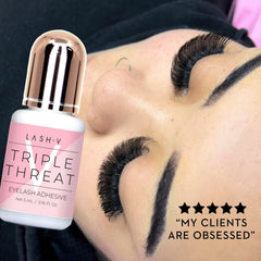 One V Salon Strong Triple Threat lash fan attachment during precise extension placement.