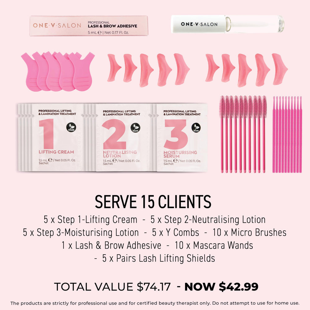 One V Salon Y combs and tools for smooth, consistent lifts.