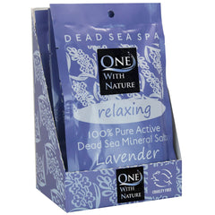 One With Nature Dead Sea Salt Lavender 6-pack box, ideal for spa-like baths.
