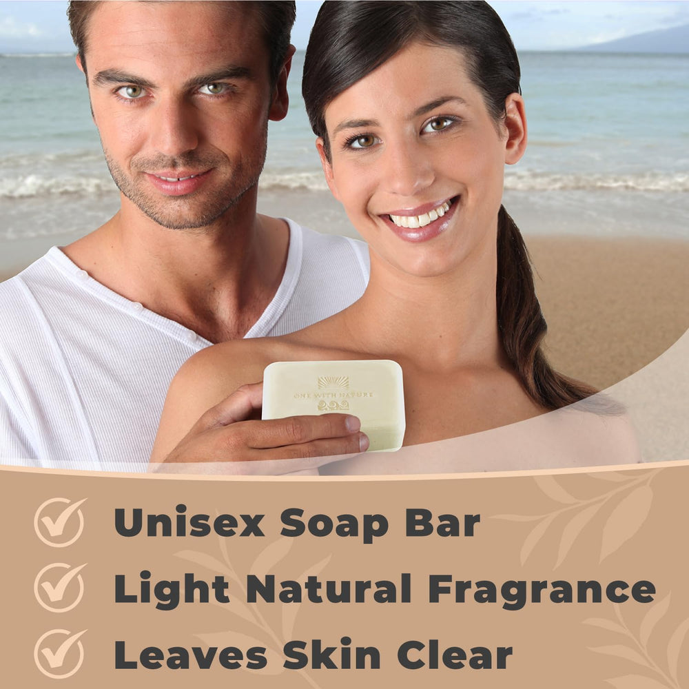 One With Nature Dead Sea Salt Soap lather image, creamy foam from shea and argan oils