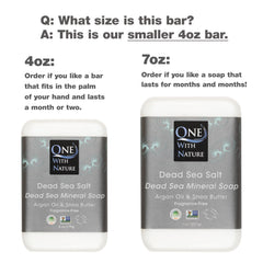 One With Nature Dead Sea Salt Soap packaging shot emphasizes unscented formula for sensitive skin