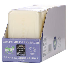One With Nature Dead Sea soap triple milled packaging emphasizes quality and longevity.