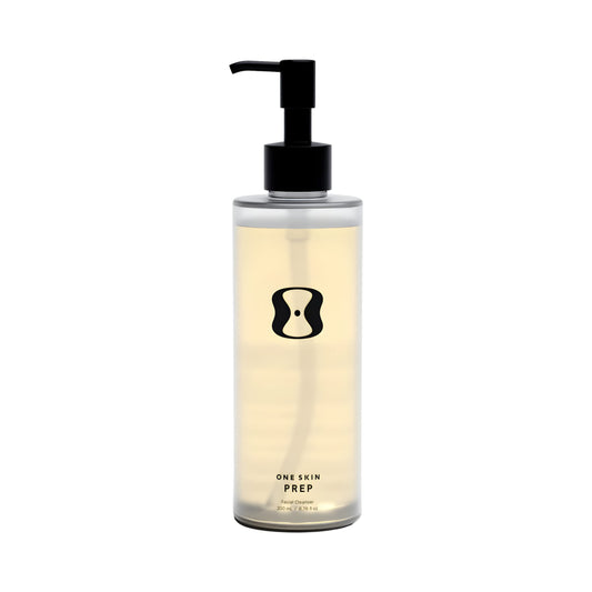 OneSkin PREP gel cleanser bottle offers gentle daily cleansing for sensitive skin.