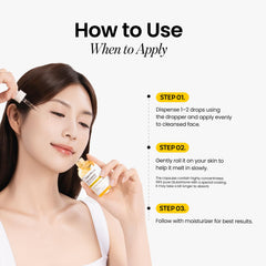 ONGREDIENTS Serum bottle drops on skin hint at precise, convenient application.