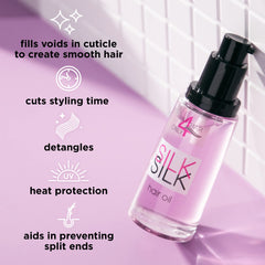 ONLY4HAIR Silk Hair Oil anti-frizz close-up demonstrating flyaway reduction