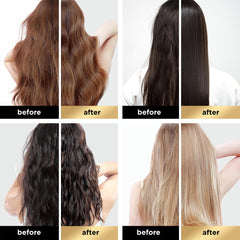 ONLY4HAIR applying mask on hair, smoothing strands for shine