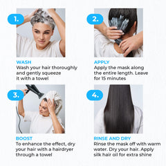 Smooth, nourished ends with ONLY4HAIR Collagen Hair Mask during routine care.