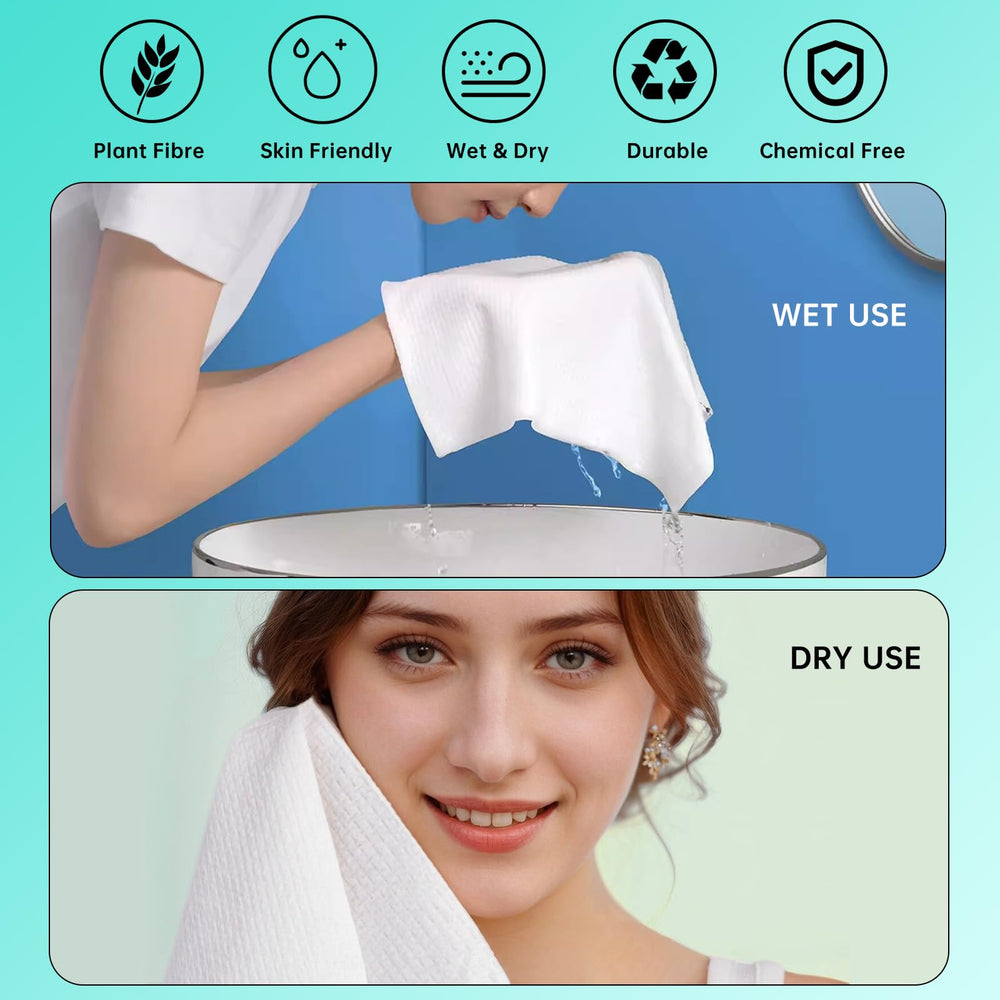 ONLYCARE disposable face towel wet and dry use demonstrates absorbency and delicate touch
