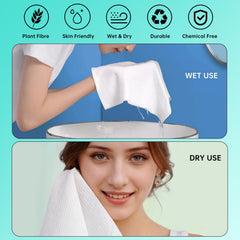 ONLYCARE disposable face towel wet and dry use demonstrates absorbency and delicate touch
