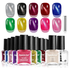 OpenLive Aurora cat eye polish bottle showing shimmering effect.