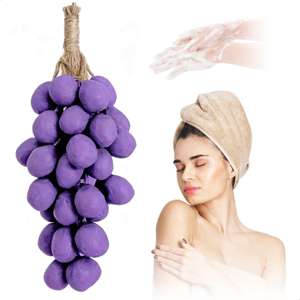 Opity grape soap on a rope adds decorative charm and easy storage in your bathroom.