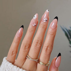 OPkssnails flower pattern nails offer chic medium length look