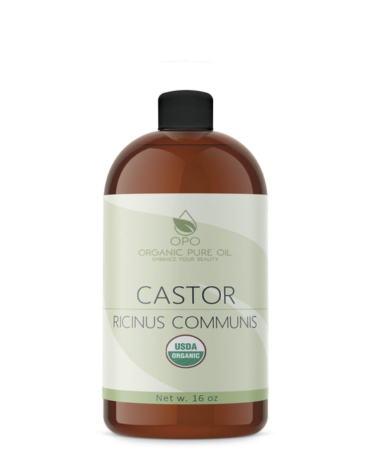 OPO Organic Castor Oil 16oz bottle ready for daily skin and hair care.