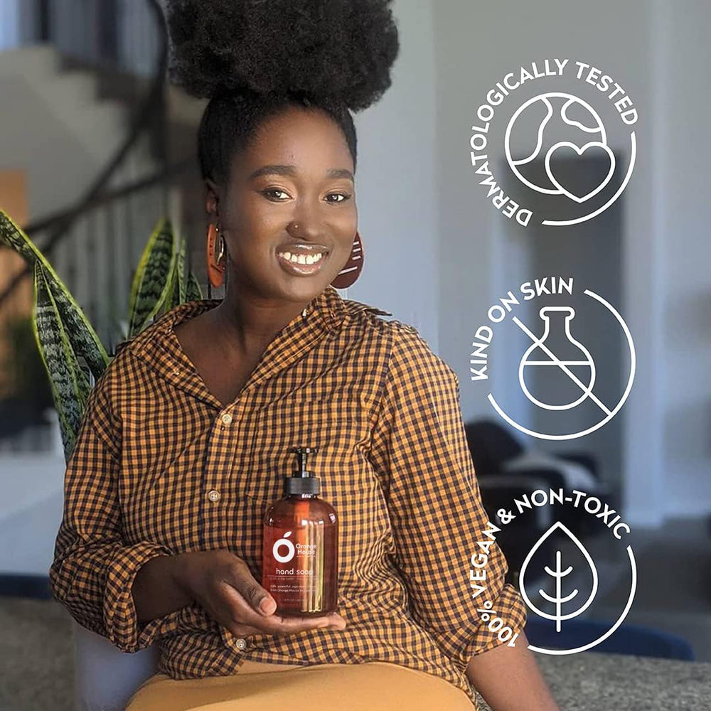 Orange House hypoallergenic-skin-safe indicator communicates suitability for sensitive skin.