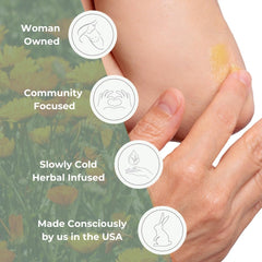 Ora's Amazing Herbal unscented tattoo oil hand-application showing moisturization.