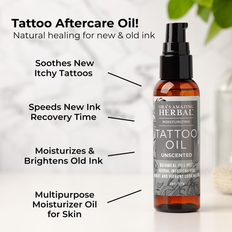 Ora's Amazing Herbal unscented tattoo oil pump cap for easy application.