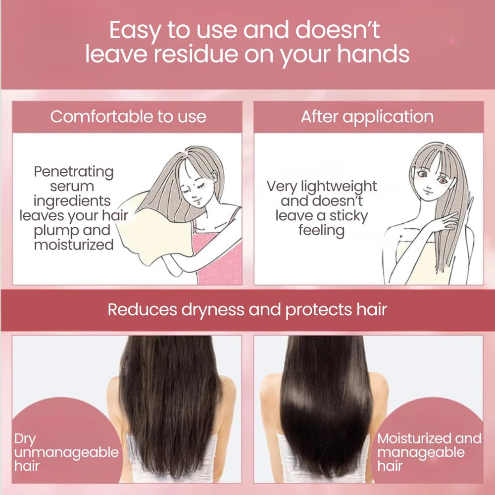 Orbis Essence In Hair Milk close-up highlights hydrolyzed silk smoothing action.
