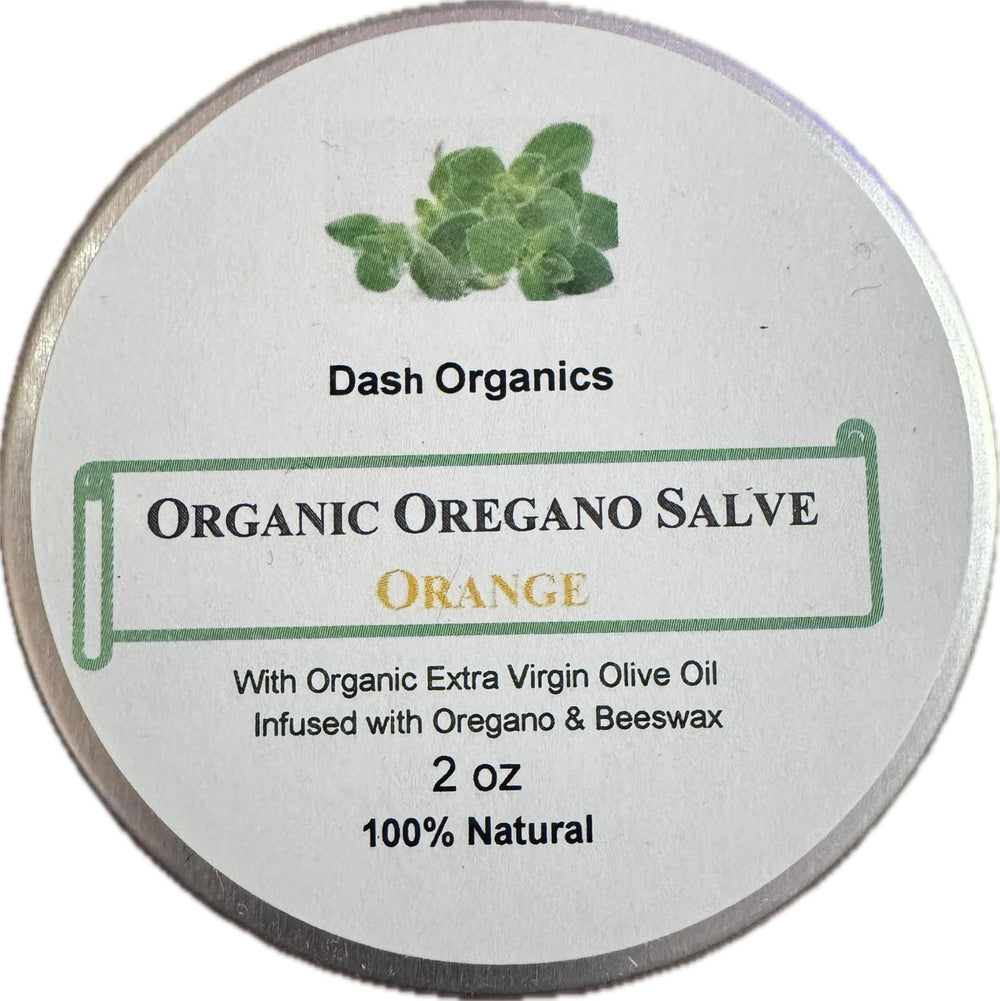 Organic Herbal Salve orange-scent jar for daily skin care and hydration.