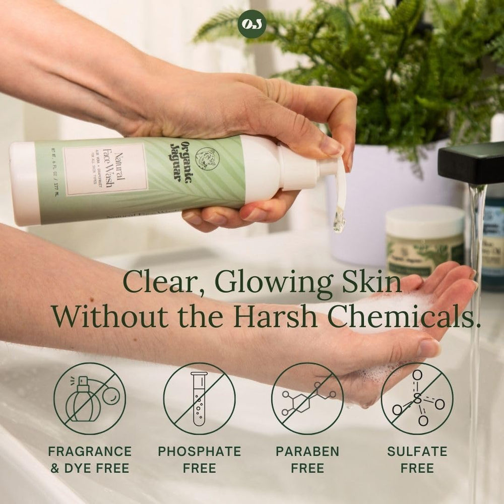 Organic Jaguar Hyaluronic-acid glow focuses on skin hydration during cleansing