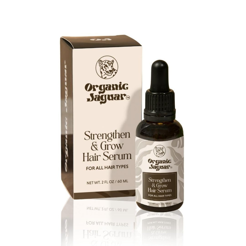 Organic Jaguar Organic Hair Serum bottle shows nourishing formula for healthier shine.