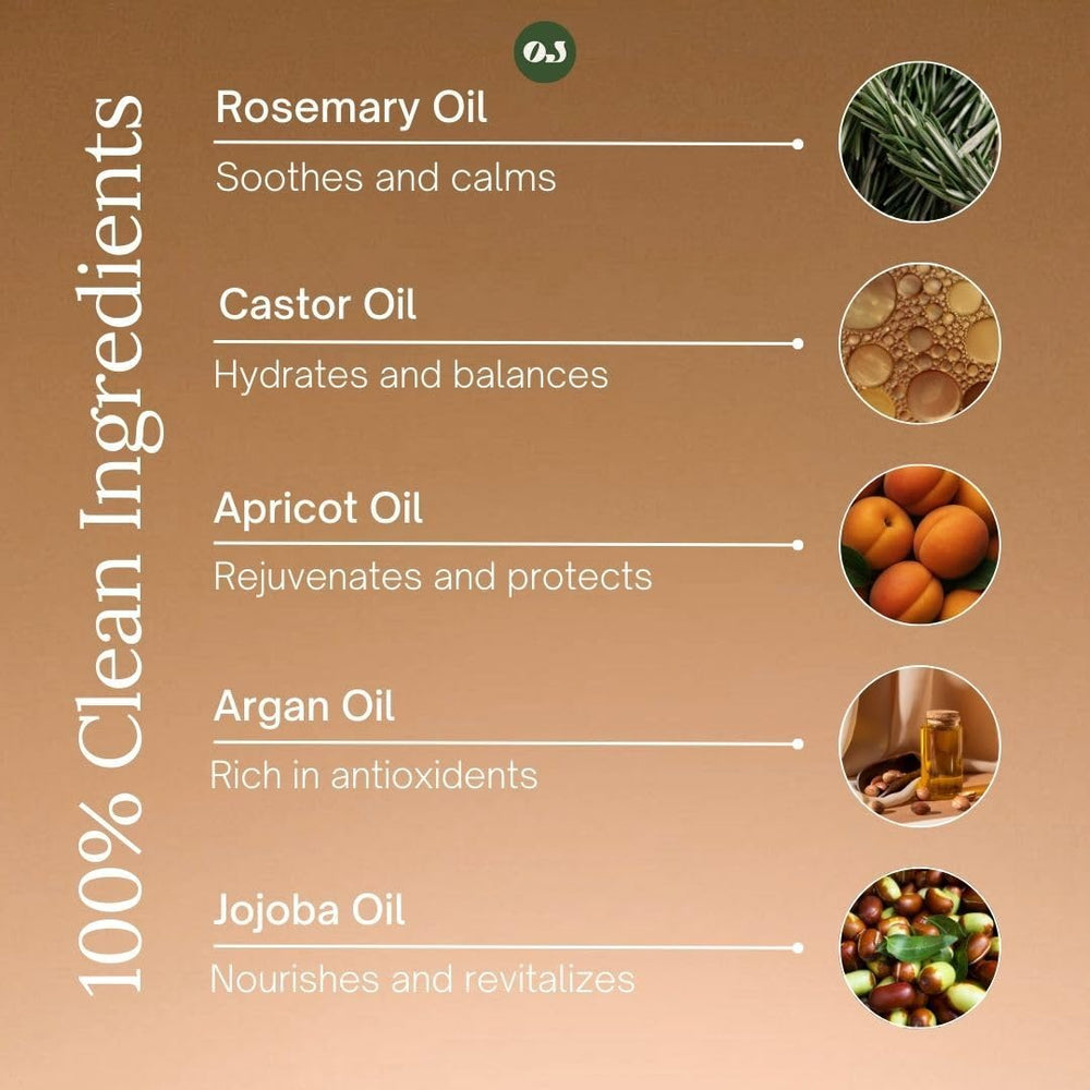 Organic Jaguar Organic Hair Serum ingredients showcase castor, rosemary, and apricot.