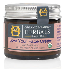 Organic Meadow Herbals Love Your Face Cream 2oz tube – smooth hydration for daily use