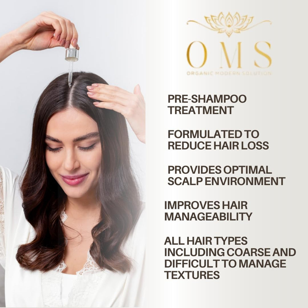 ORGANIC MODERN SOLUTION pre-shampoo oil pour enables easy daily use