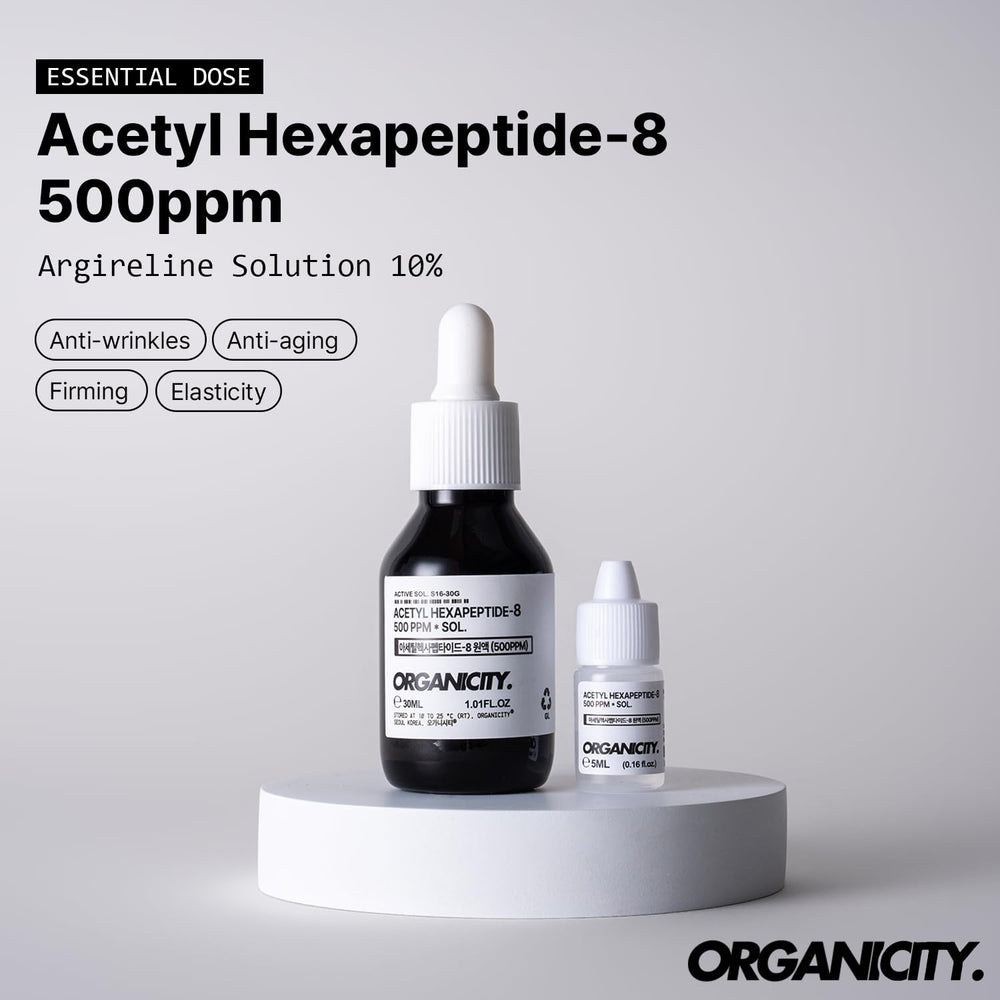 Close look at the Argireline serum cap for precise dosage control.