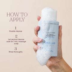 ORI LAB Calm Cleanse foamy lather closeup with fragrance-free cleansing