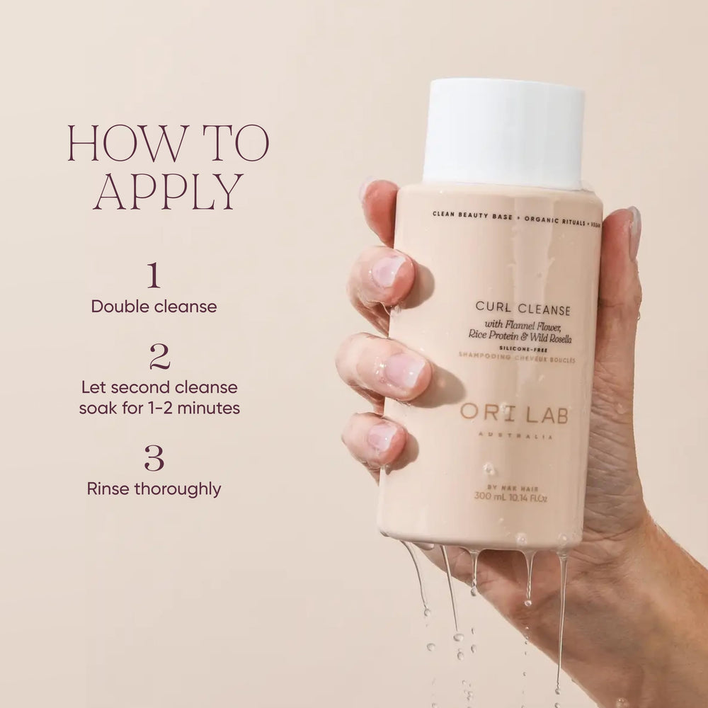 ORI LAB Curl Cleanse texture closeup reveals creamy silk-soft consistency.