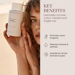 ORI LAB Restore Cleanse lather forms a soft, moisturizing foam for color-treated hair.