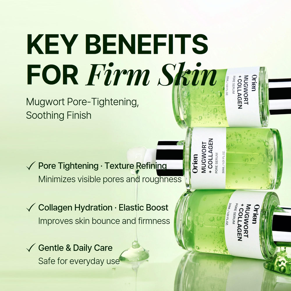 Orien Mugwort Collagen Serum texture on skin delivers light, non-greasy moisture.