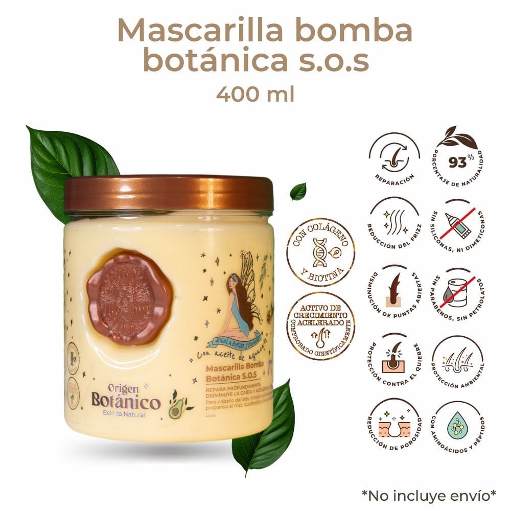 Origen Botánico S.O.S. Botanical Bomb Mask creamy texture for conditioning and frizz control
