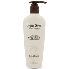 Original Sprout Island Bliss Body Wash bottle pump showing hydrating formula for all skin types