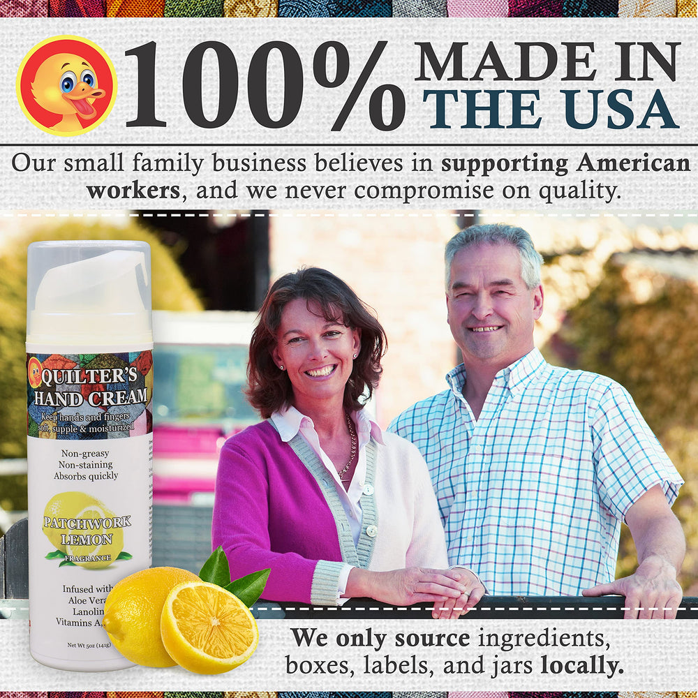 Creamy texture of Quilter’s Hand Cream provides moisturization without greasy residue