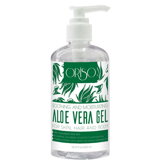 Oriso Aloe Vera Gel bottle delivering soothing hydration for skin and body