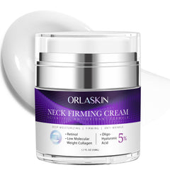 ORLASKIN Neck Cream bottle closeup highlighting the retinol based firming formula