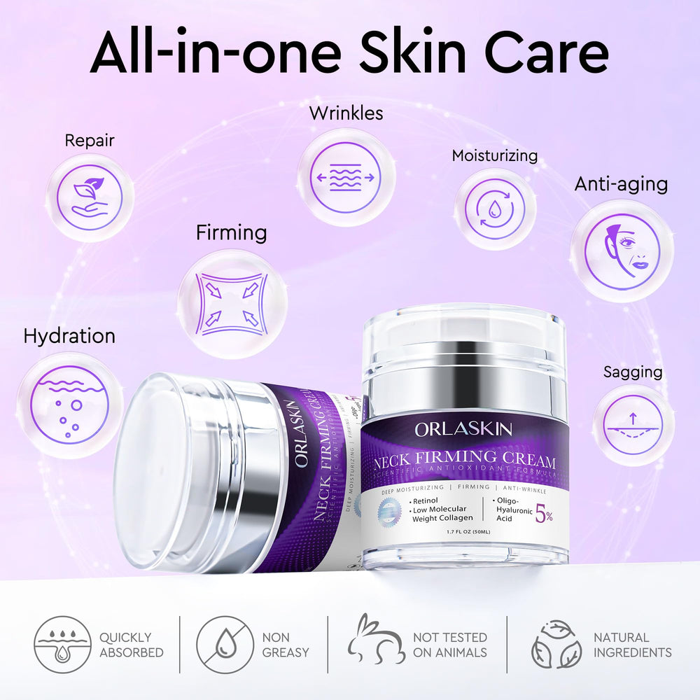 ORLASKIN Neck Cream pump dispenser showing easy application