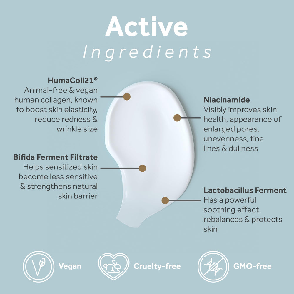 Texture close-up of Orora Bioactive Collagen Cream, silky and fast-absorbing.