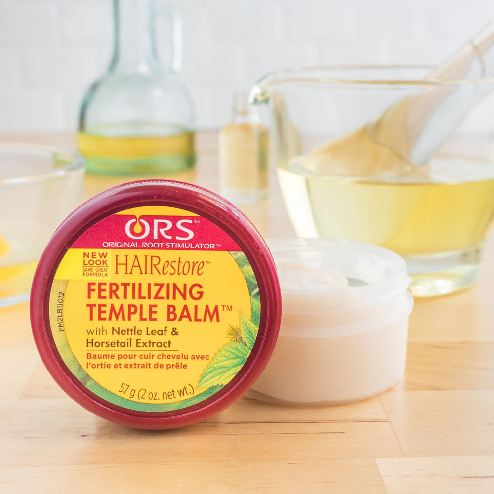 ORS Fertilizing Temple Balm texture swirl showing creamy consistency