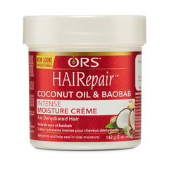 ORS HAIRepair coconut oil and baobab creme jar showing rich moisture for dry hair